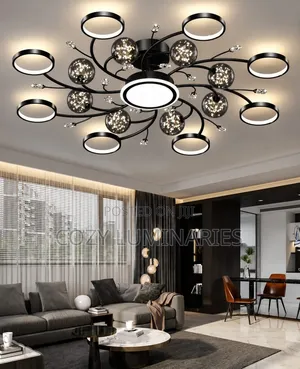 Modern Black & Gold Ring LED Ceiling Chandelier
