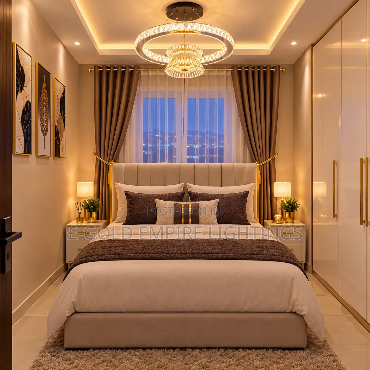 Luxury Crystal Ring Chandelier – Modern Gold LED Ceiling Light