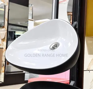 Black and Curved Design Wash Hands Basin