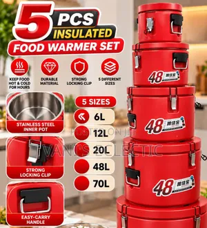 5 PCS Insulated Food Warmer Set - Heavy Duty Thermal Catering Pots