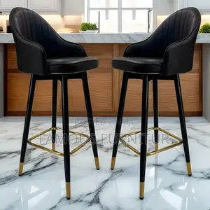 Leather 360° Swivel Counter Height Bar Stools, With Back and Footrest