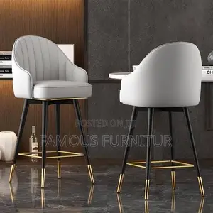 Leather 360° Swivel Counter Height Bar Stools, With Back and Footrest
