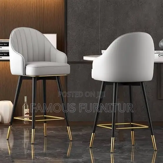 Leather 360° Swivel Counter Height Bar Stools, With Back and Footrest