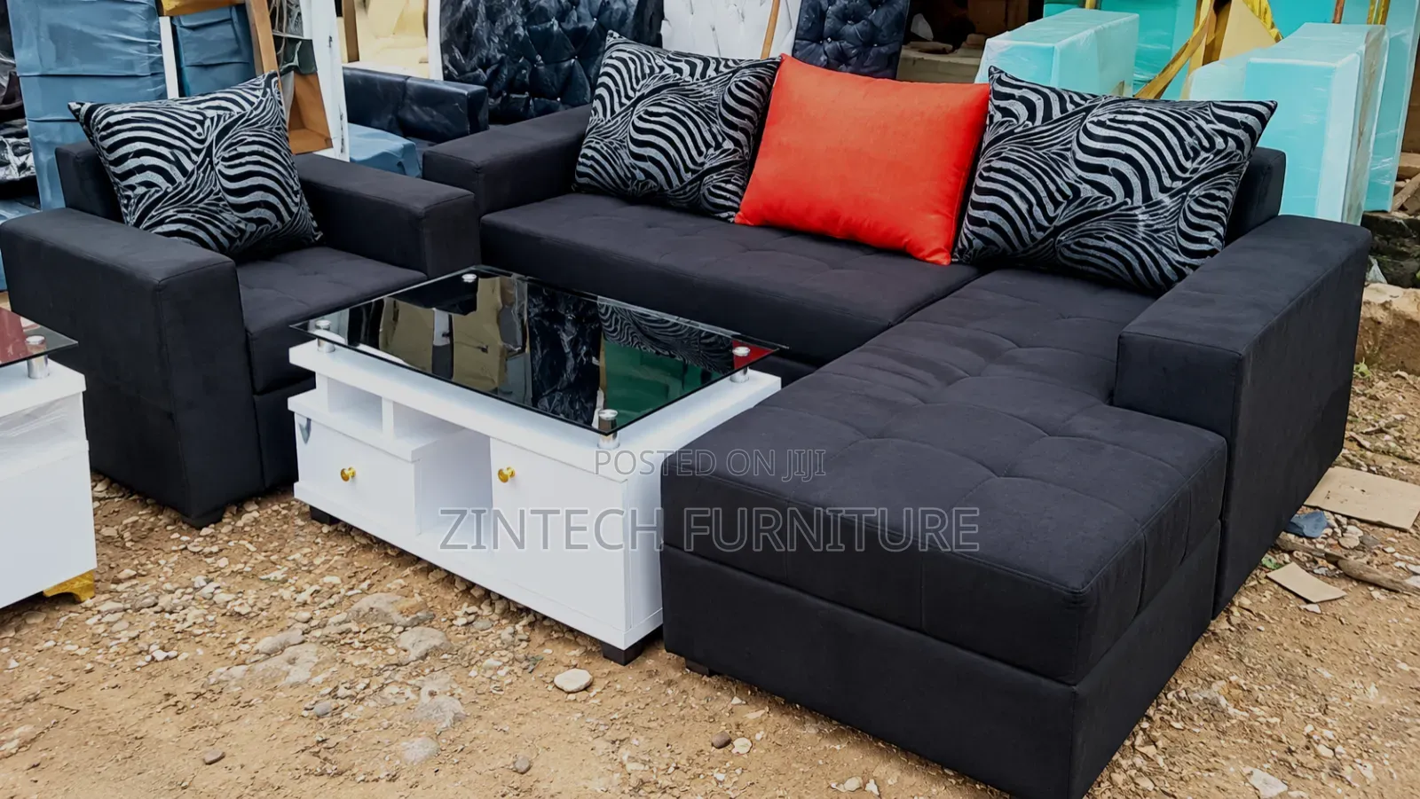 Well Furnished L Shape Sofas and a Center Table