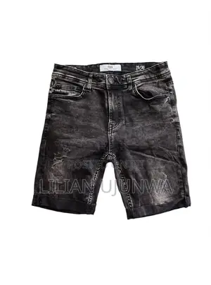 Black Ripped Denim Shorts Teens Size 29/30 FSBN Thrift