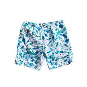 Tie-Dye Swim Shorts Kids Age 9-12 Blue White Drawstring Thrift