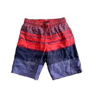 Firefly Striped Swim Shorts Age 6-8 Red Navy Drawstring Thrift