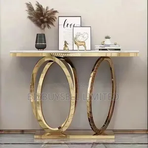 Modern Luxury Console Table With a White Marble or Sintered Stone Top.