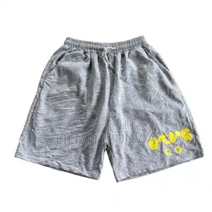 Grey Cotton Jogger Shorts Age 10-13 Unisex Yellow Print Thrift