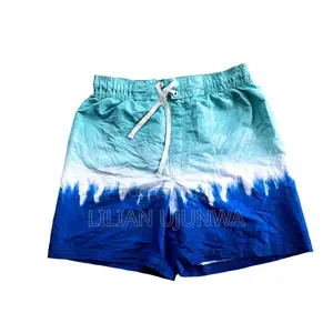 Boys Beach Shorts Age 10-13 Blue Tie-Dye Swim Shorts Thrift