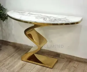 Modern Half-Moon (Demilune) Console Table Featuring a White Sintered.