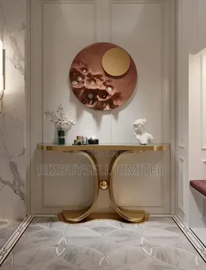 Modern Half-Moon (Demilune) Console Table Featuring a White Sintered.