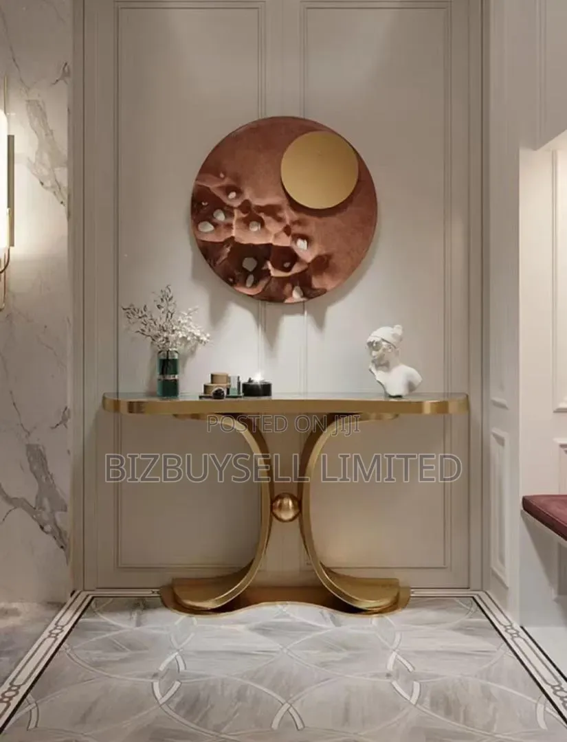 Modern Half-Moon (Demilune) Console Table Featuring a White Sintered.