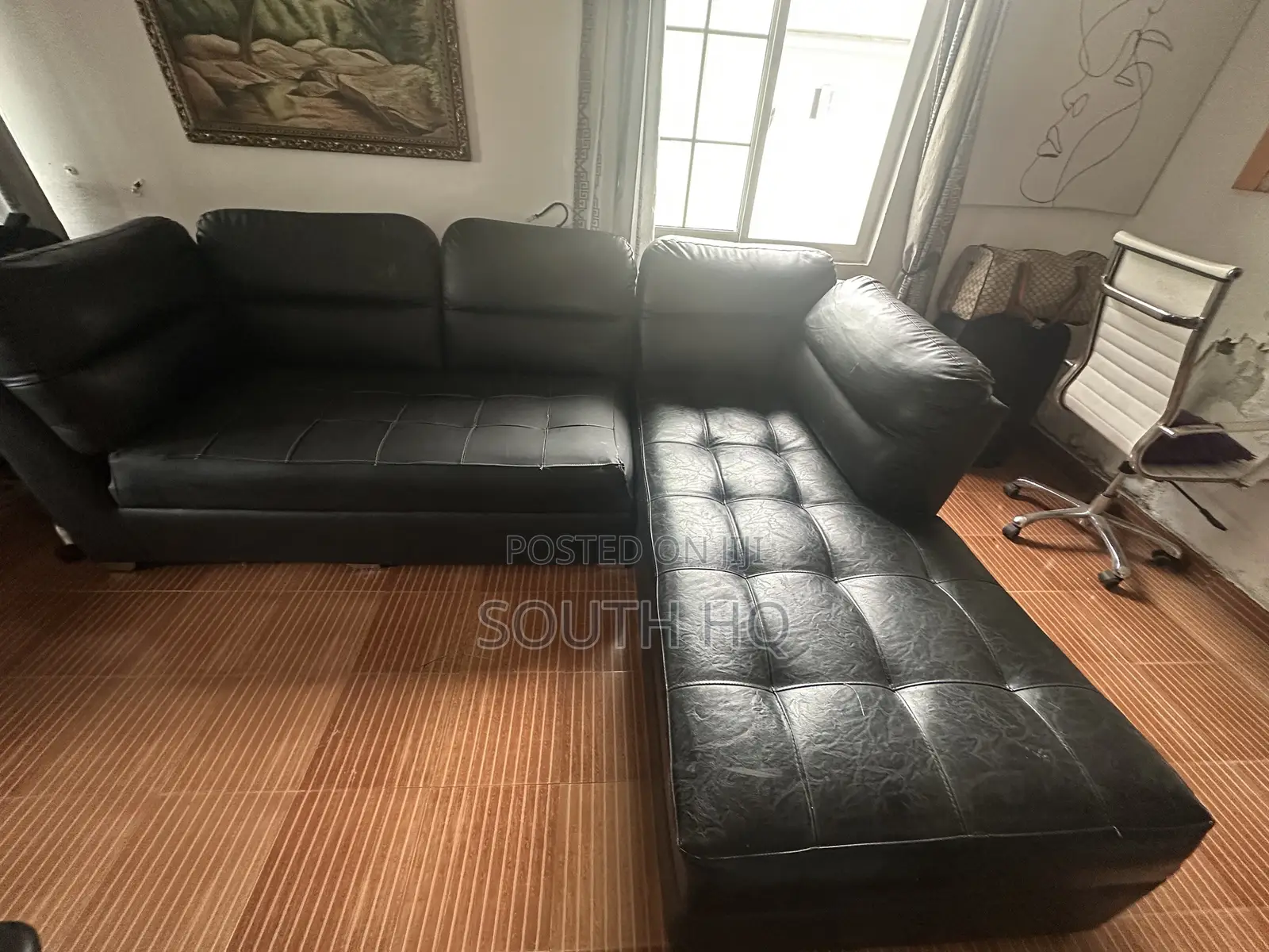  L-Shape Leather Sofa for Sale!