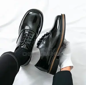 Men's British Style Glossy Platform Derby Shoes