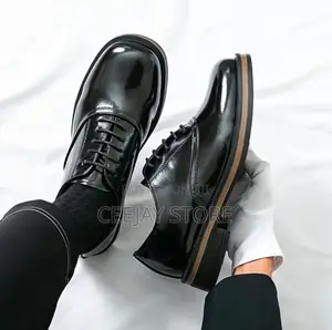 Men's British Style Glossy Platform Derby Shoes