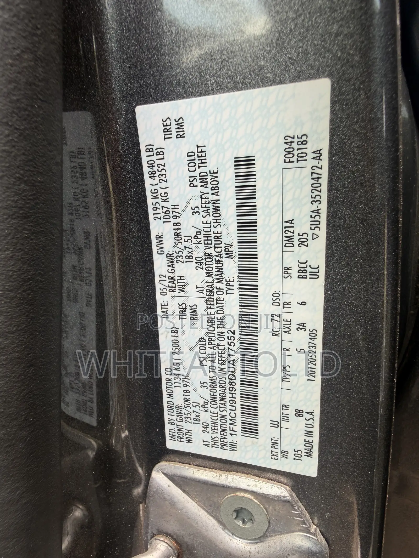 Ford Escape Limited 2012 Gray