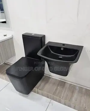 Black Bathroom Toilet & Sink Set