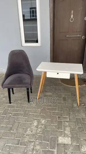 Table & Chair Combo - White Table and Dark Grey Suede Chair