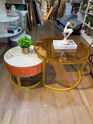 2 in 1 Glass and Marble Center Table
