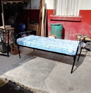 Single Metal Bed Frame (6 by 3 Feet) With Foam Mattress