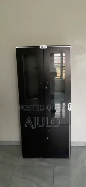 Dark Brown Cupboard With See Through Glass