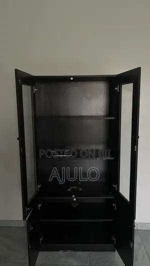 Dark Brown Cupboard With See Through Glass