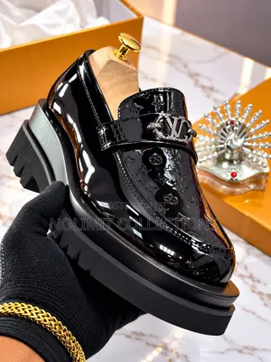 Black Patent Leather Louis Vuitton Monogram Double Sole Loafers