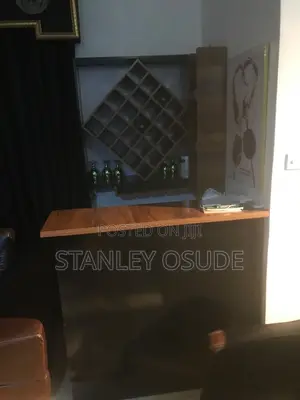 TV Console, Chairs, Wine Bar, Shelves With Light and Dining Table
