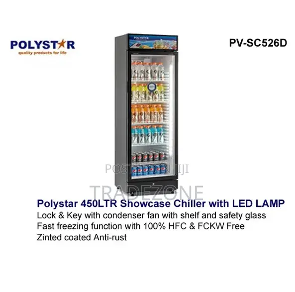 Polystar 450 Liters Showcase/Beverage Chiller With Lamp | PV-SC526D