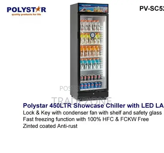 Polystar 450 Liters Showcase/Beverage Chiller With Lamp | PV-SC526D