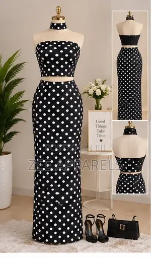 Women’s Black & White Polka Dot Two-Piece Set