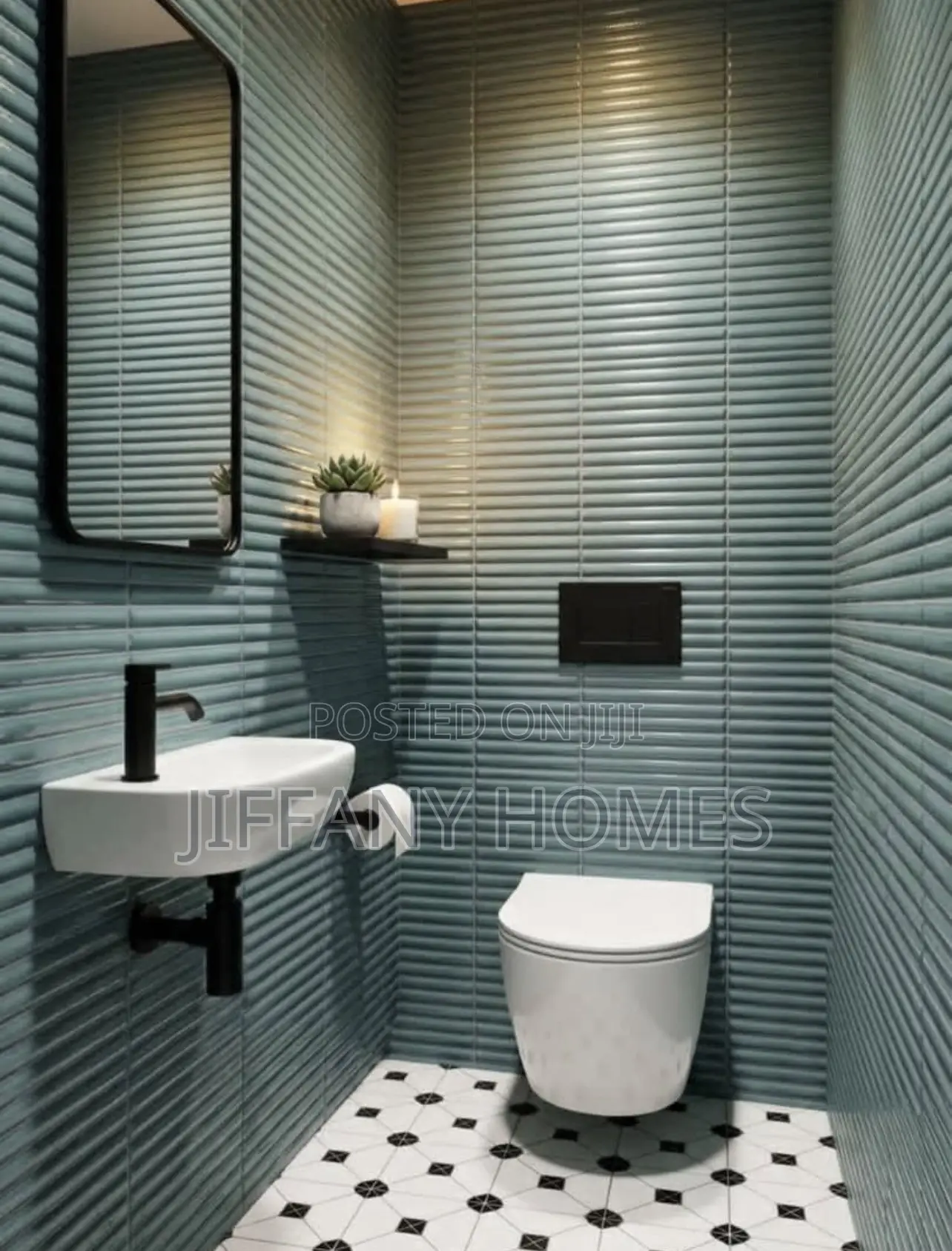Green Wall With White and Black Combo
