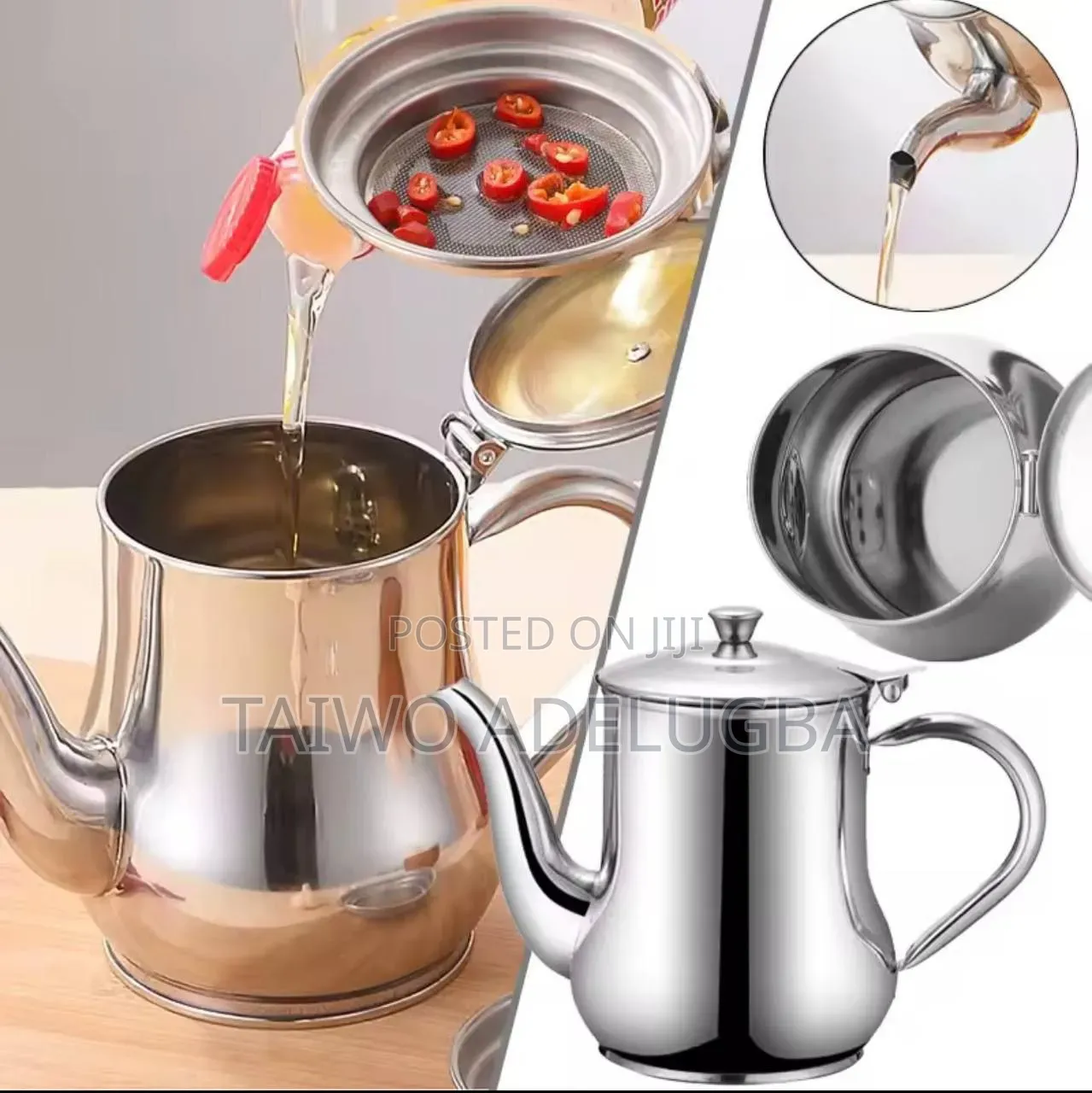 Stainless Oil Filter Pot 70oz