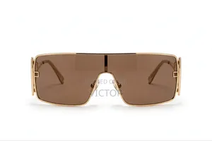 Futuristic Champagne Gold Shield Sunglasses - Unisex UV400 Baddie Shad