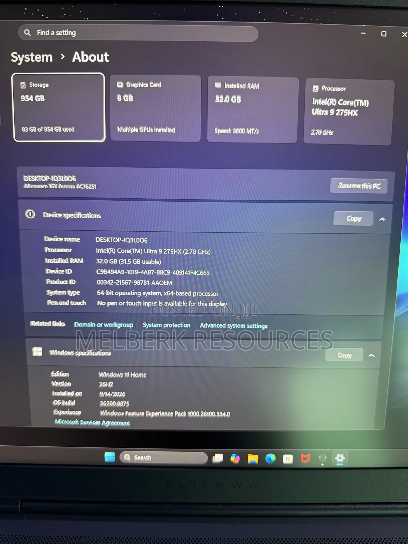 Laptop Alienware 16x Aurora 32GB Intel Core Ultra 9 SSD 1T