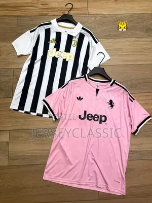 Juventus Black & White + Pink Football Jerseys – Back View