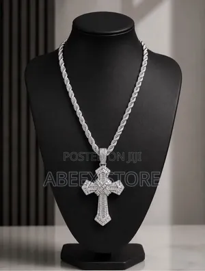 Rope Chain With Iced Cross Pendant