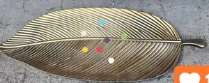 Gold Plastic Leaf Shaped Tray / Platter
