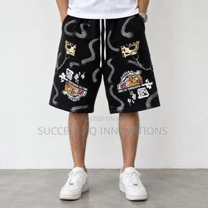 Men's Black Baggy Jean ShortsGraphic & Traditional Culture Streetwear