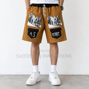 Men's Brown Baggy Cargo Jeans Shorts & Big Pocket Streetwear Jorts