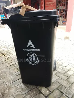 240L Black Rolling Plastic Waste Bin