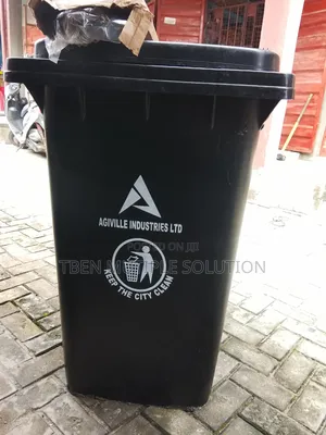 240L Black Rolling Plastic Waste Bin