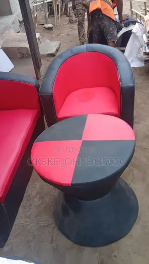 Quality Leather & Fabric Sofa Chairs (1, 2, 3-Seater) With Stools.