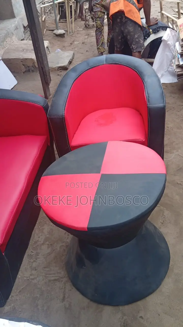 Quality Leather & Fabric Sofa Chairs (1, 2, 3-Seater) With Stools.