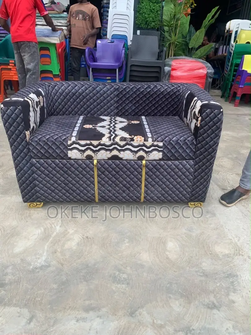 Quality Leather & Fabric Sofa Chairs (1, 2, 3-Seater) With Stools.
