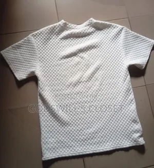 Premium White Textured Diamond-Quilted Tee (Fits Under 16)