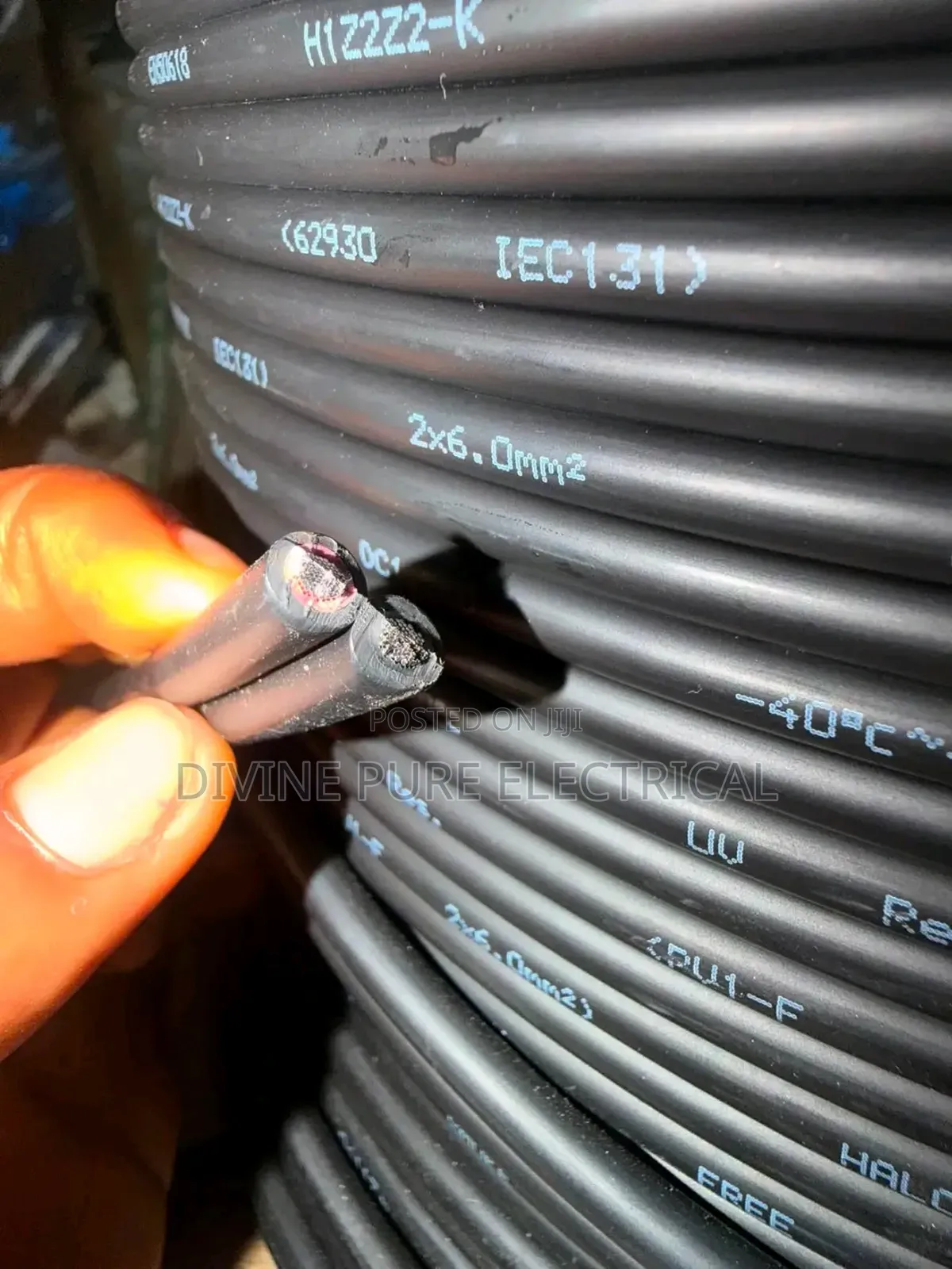 6.0mm2 2-Core Flexible Copper Cable, Black PVC Sheathed