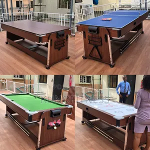7ft Convertible Pool Table & Dining Table With Air Hockey & Tennis