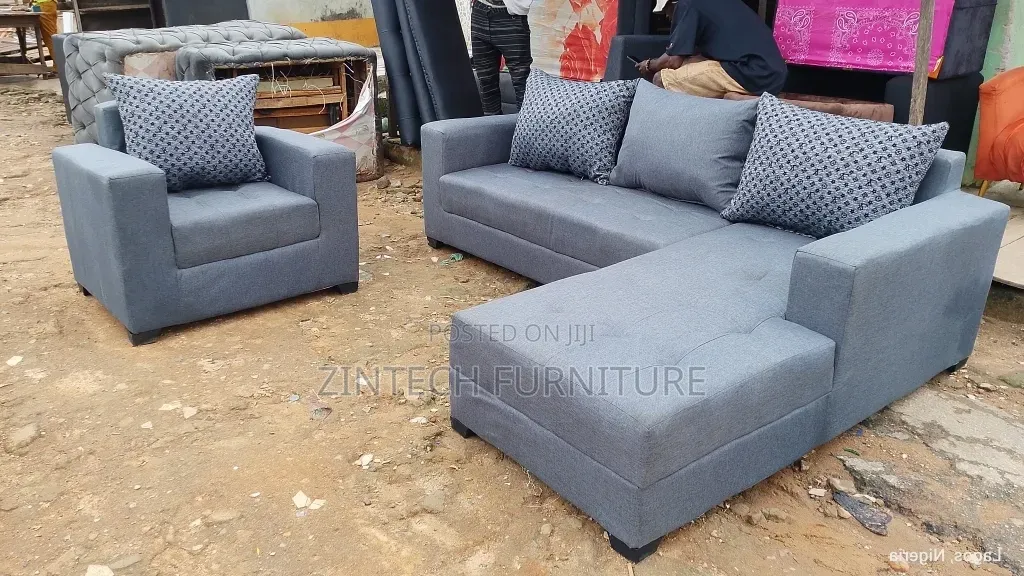 Exclusive Gray Color L Shape Sofas and a Single Seater